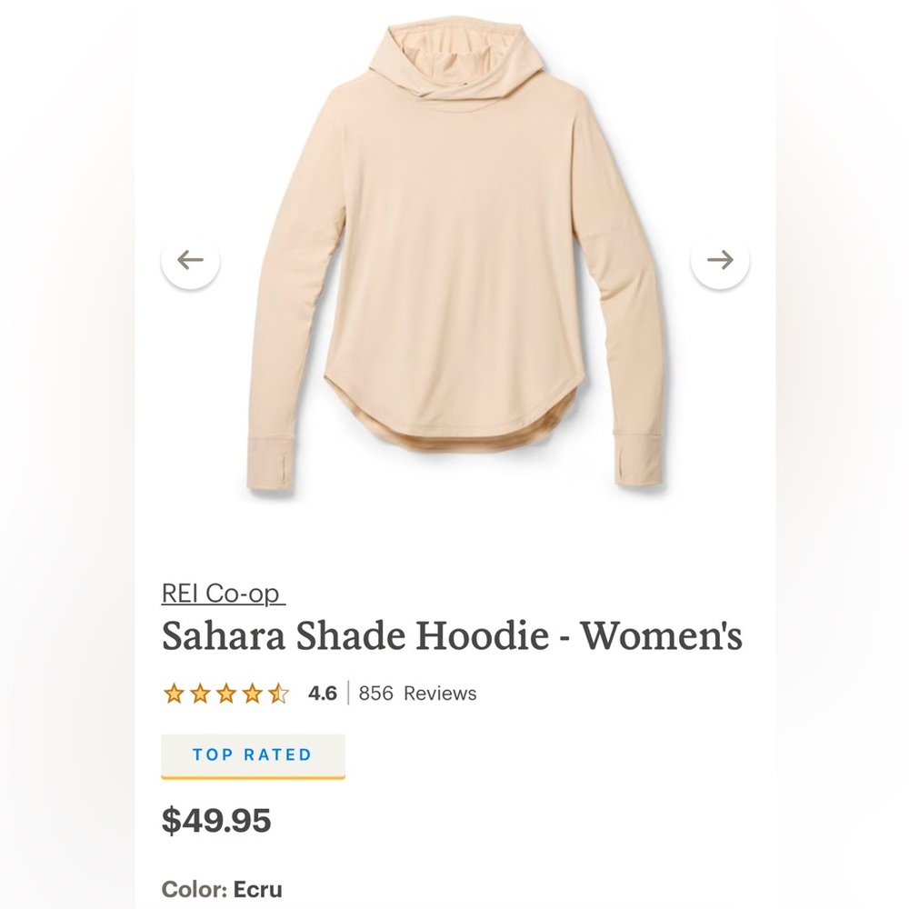 NWOT REI COOP Sahara Shade Hoodie - Women's L
